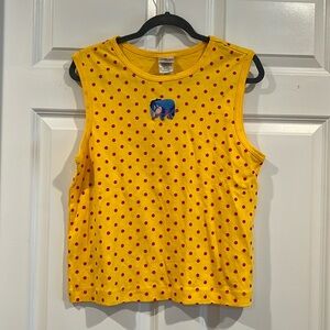 Disney Store Eeyore Yellow/Pink Polka Dot Sleeveless Tank Top